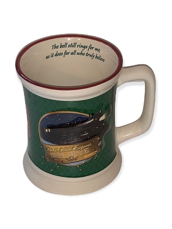 The Polar Express Other - The Polar Express Christmas Believe Mug with 3D Raised Train 16 oz